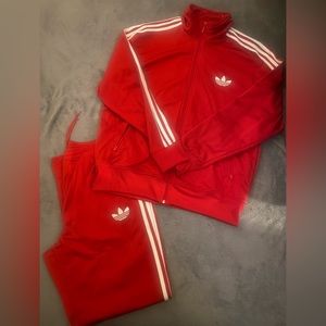 Adidas tracksuit size L red & white